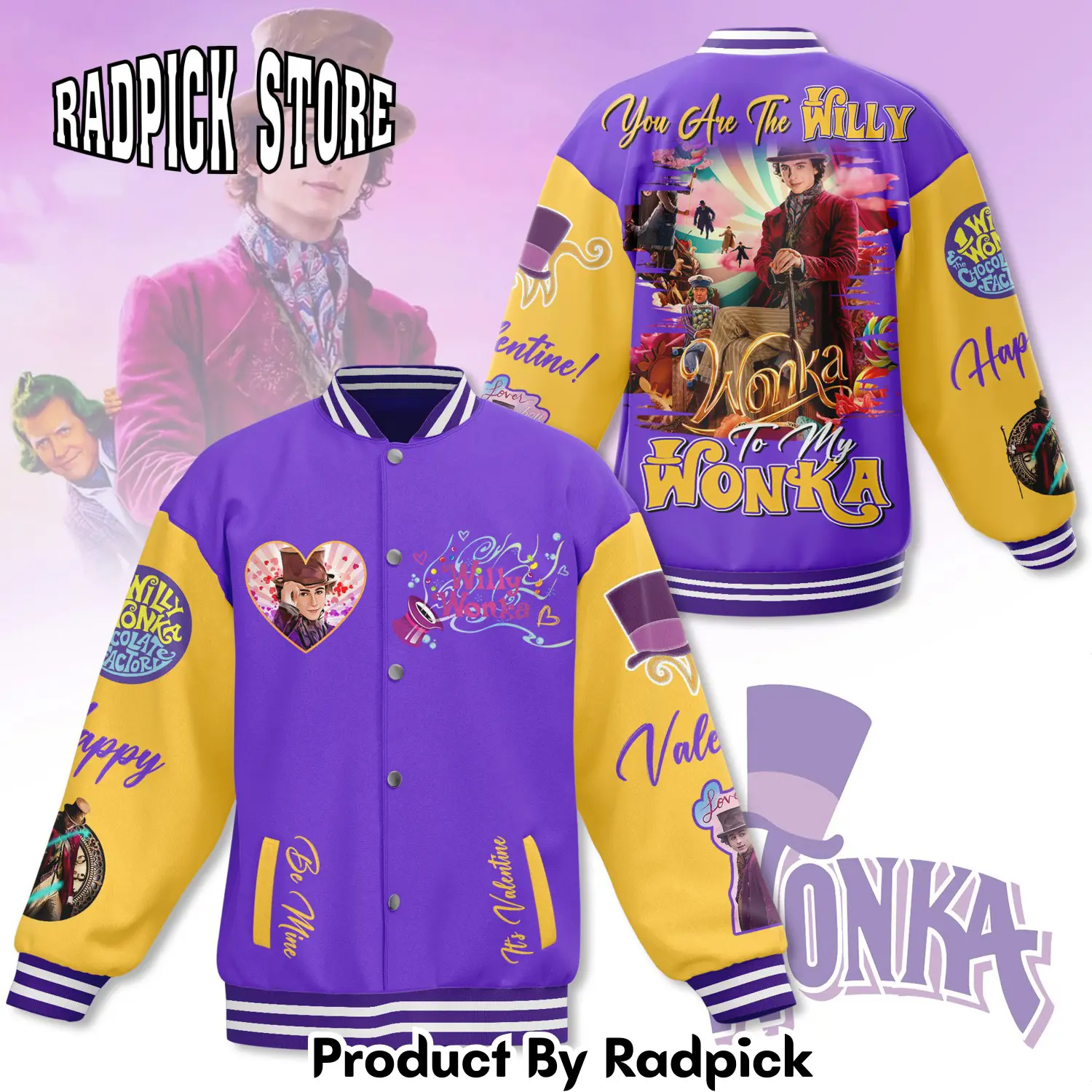 Radpick willy wonka new bomber baseball jacket for fan rp00114